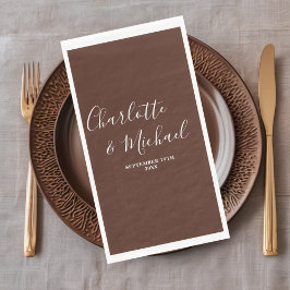 Bruin Script minimalistische bruiloft Servet