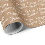 Bruin script Vrolijk kerstinpakpapier Cadeaupapier<br><div class="desc">Het Script Brown Merry Christmas Wrapping Paper is een heerlijke keuze voor cadeauverpakkingen voor de wintervakantie, met een prachtig scriptpatroon dat elegant 'Merry Christmas' uitspreekt. De bruine als kraft achtergrond voegt een unieke touch toe, waardoor het een perfecte aanvulling is op een feestelijke inrichting. Dit inpakpapier verbetert niet alleen de...</div>