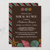 Bruin Seashells Uitnodiging tot het beach bruildin (Voorkant / Achterkant)