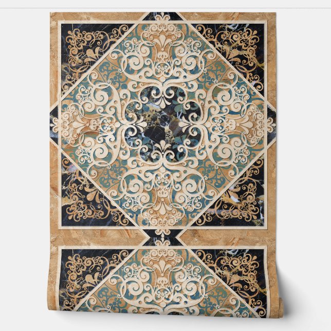  Bruin Sepia  Tegel 6 Behang (Afrollen)