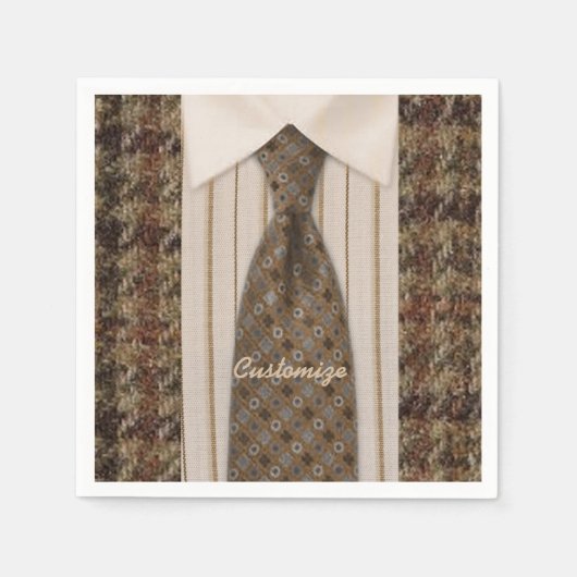 Bruin Shirt en Stropdas Mannen Suit Napkins Servet (Voorkant)