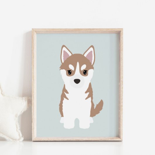 Bruin Siberisch Husky Puppy Kinder Kamer Decor Pos Poster