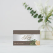 Bruin Silver Decor Cute Roos Flower with Monogram Visitekaartje (Staand voorkant)