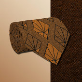 Bruin & Sinaasappel Art Deco Diamantpatroon Stropdas