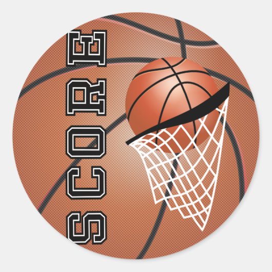 Bruin Sinaasappel Basketbal Ronde Sticker (Voorkant)