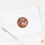 Bruin Sinaasappel Basketbal Ronde Sticker (Envelop)