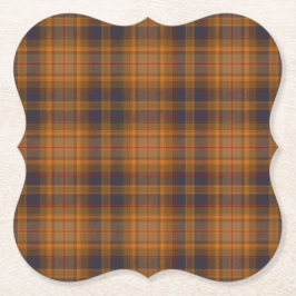 Bruin Sinaasappel Blauw Tartan Plaid Kartonnen Onderzetters