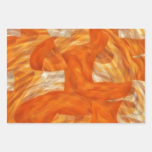 Bruin, Sinaasappel en Tans Art Wrapping Craft Pape Inpakpapier Vel (Voorkant 2)