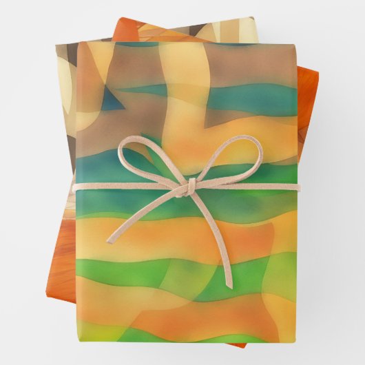 Bruin, Sinaasappel en Tans Art Wrapping Craft Pape Inpakpapier Vel (In situ)