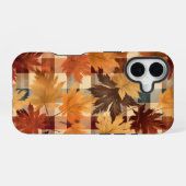 BRUIN SINAASAPPEL GEEL HERFST PLAID PATROON & BLAD iPhone 16 HOESJE (Achterkant horizontaal)