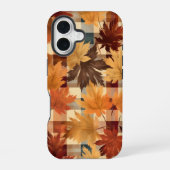 BRUIN SINAASAPPEL GEEL HERFST PLAID PATROON & BLAD iPhone 16 HOESJE (Achterkant)