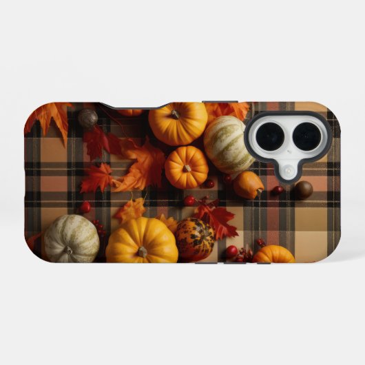 BRUIN SINAASAPPEL GEEL HERFST PLAID PATTERN & PUMP iPhone 16 HOESJE (Achterkant horizontaal)