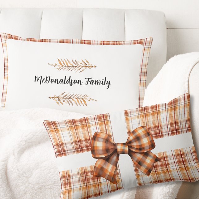  bruin Sinaasappel gepersonaliseerde naam bovenlig Kussen (Vintage Brown Orange Personalized Name Parent Gift mom Lumbar Pillow boho rustic farmhouse elegant )