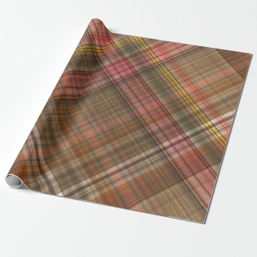 BRUIN SINAASAPPEL GOUDEN TAN AUTUMN PLAID PATTERN CADEAUPAPIER (Uitgerold)