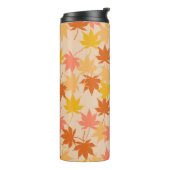 Bruin Sinaasappel herfst bloemblaadjes Y2K patroon Thermosbeker (Gedraaid links)