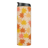 Bruin Sinaasappel herfst bloemblaadjes Y2K patroon Thermosbeker (Geroteerd rechts)