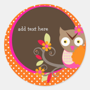 Bruin + Sinaasappel + Hot Pink Uil stickers / mono