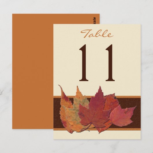 Bruin Sinaasappel Ivoor Gedroogd Bladeren Tafelnum Briefkaart (Voorkant / Achterkant)