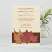 Bruin Sinaasappel Ivoor Gedroogde bladeren Bruilof Kaart (Staand voorkant)
