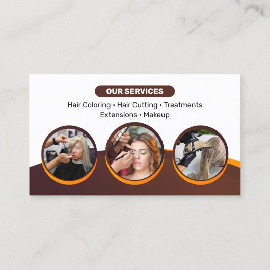 Bruin Sinaasappel Kapper Haarstylist Make-up salon Visitekaartje (Achterkant)