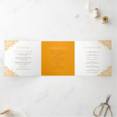 Bruin sinaasappel monogram toewijding foto bruilof drieluik programma (Binnen)