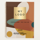 Bruin sinaasappel retro patroon business logo 2026 planner (Voorkant)