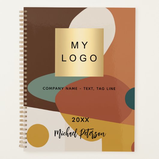 Bruin sinaasappel retro patroon business logo 2026 planner (Voorkant)