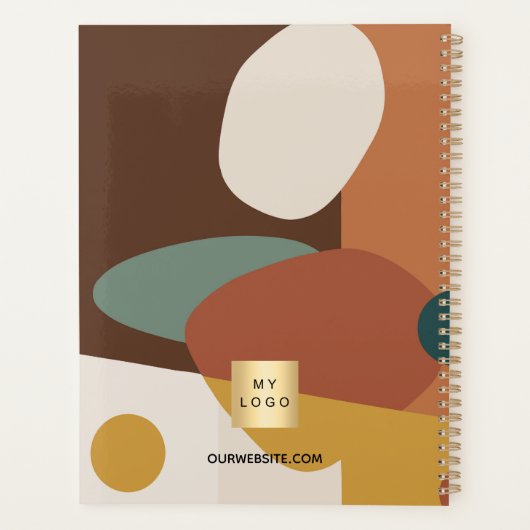 Bruin sinaasappel retro patroon business logo 2026 planner (Achterkant)