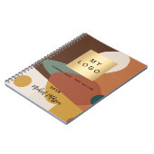 Bruin sinaasappel retro patroonbedrijf logo notitieboek (Linkerzijde)