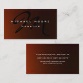 Bruin Sinaasappel Rood Monogram Uniek Visitekaartj Visitekaartje (Voorkant / Achterkant)