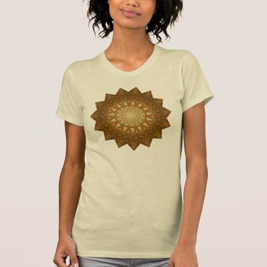 Bruin Sinaasappel Star Mandala T-shirt (Voorkant)