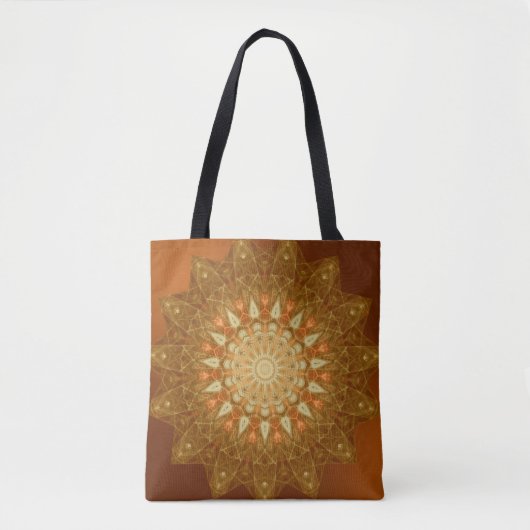 Bruin Sinaasappel Star Mandala Tote Bag (Voorkant)