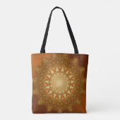 Bruin Sinaasappel Star Mandala Tote Bag (Achterkant)