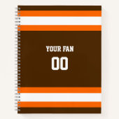 Bruin, Sinaasappel & Wit Football Team Spiraal Notitieboek (Voorkant)