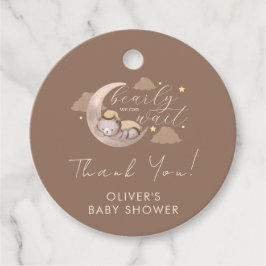 Bruin Slaap Beer Moon Star Baby shower Bedankjes Labels