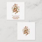 Bruin Snake Roze Bloemen Tarot Lezing Vierkante Visitekaartje (Voorkant / Achterkant)