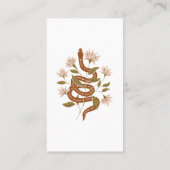 Bruin Snake Roze Bloemen Tarot Lezing Visitekaartje (Achterkant)