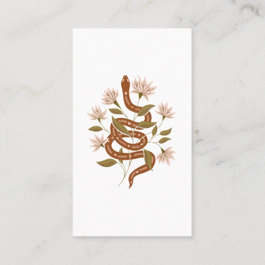 Bruin Snake Roze Bloemen Tarot Lezing Visitekaartje (Achterkant)