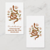 Bruin Snake Roze Bloemen Tarot Lezing Visitekaartje (Voorkant / Achterkant)