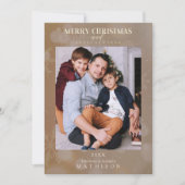 Bruin Snowflake Kerstmis Moderne Aangepaste foto (Voorkant)