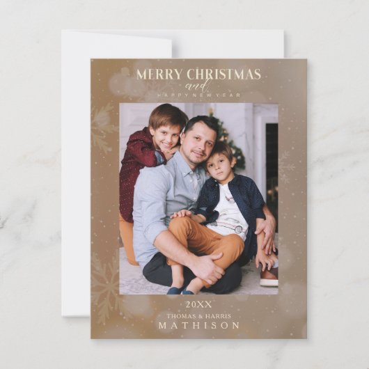 Bruin Snowflake Kerstmis Moderne Aangepaste foto (Voorkant)