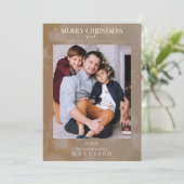 Bruin Snowflake Kerstmis Moderne Aangepaste foto (Staand voorkant)