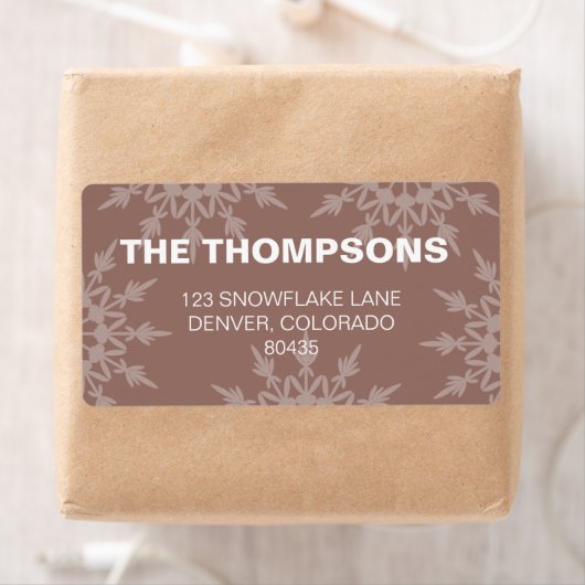 Bruin Snowflakes vakantielabel Etiket (Insitu)
