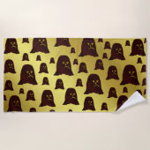 bruin, spook, heap, gezicht, gouden, glanzend, pat strandlaken (Voorkant)