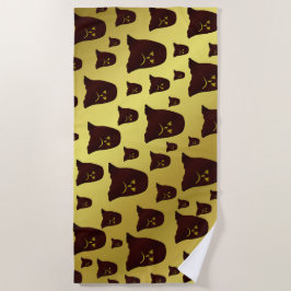 bruin, spook, heap, gezicht, gouden, glanzend, pat strandlaken