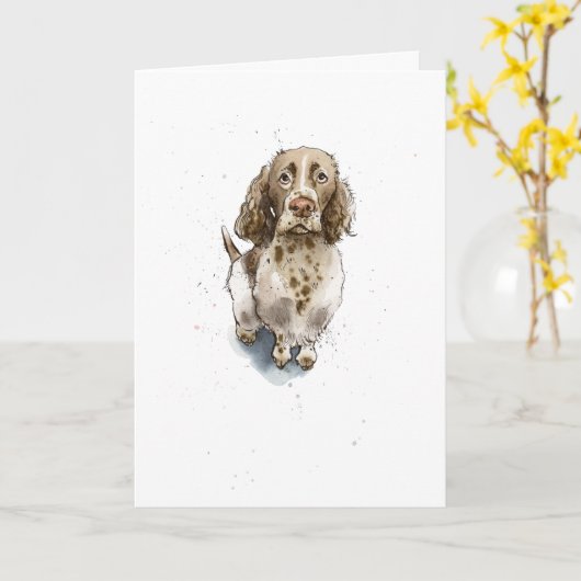 Bruin Springer Spaniel afbeelding Dog Birthday Kaart (Gele Bloem)