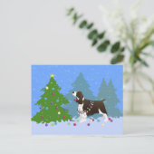 Bruin Springer-spaniel kerstboom decorreert Feestdagenkaart (Staand voorkant)