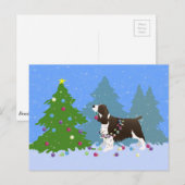 Bruin Springer-spaniel kerstboom decorreert Feestdagenkaart (Voorkant / Achterkant)