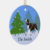 Bruin Springer-spaniel kerstboom decorreert Keramisch Ornament (Rechts)