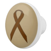 Bruin standaardlintje door Kenneth Yoncich Keramische Knop (Rechts)